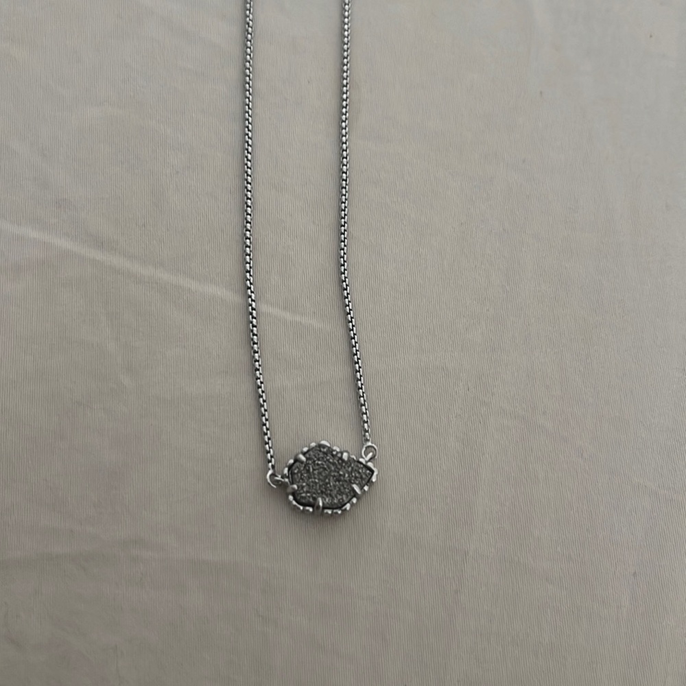 Silver drusy necklace